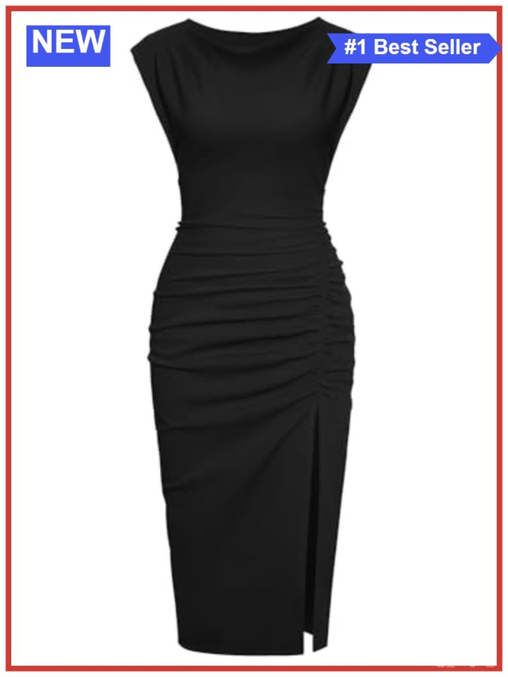 Women's Mock Neck Side Slit Ruched Bodycon Cocktail Party Dress